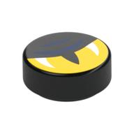 Tile Round 1 × 1 with Half Closed Yellow Eye, Dark Blue Stripes Print