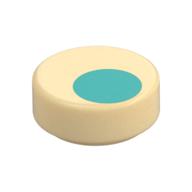 Tile Round 1 × 1 with Dark Turquoise Circle print Beige