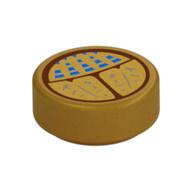 Tile Round 1 × 1 with Gold Scarab, Blue Spots print Perlgold
