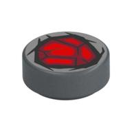 Tile Round 1 × 1 with Embedded Red Gem (Blood Stone) print Mattsilber