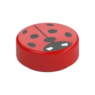 Tile Round 1 × 1 with Ladybug print Rot