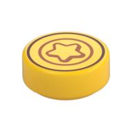 Tile Round 1 × 1 with Coin, Star print