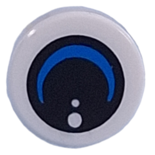Tile Round 1 × 1 with Eye, Blue Pupil / Camera Lens print Weiß
