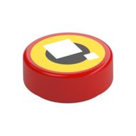 Tile Round 1 × 1 with Brickheadz Eye, White Squares, Black Circle, Yellow Background print Rot