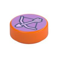 Tile Round 1 × 1 with Bow and Arrow print (Archery Badge) print Orange