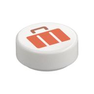Tile Round 1 × 1 with Reddish Orange Suitcase print White