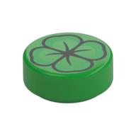 Tile Round 1 × 1 with Four Leaf Clover print Bright Green