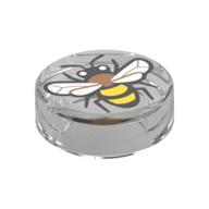 Tile Round 1 × 1 with Bee print Transparent