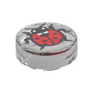 Tile Round 1 × 1 with Ladybug print Trans-Clear
