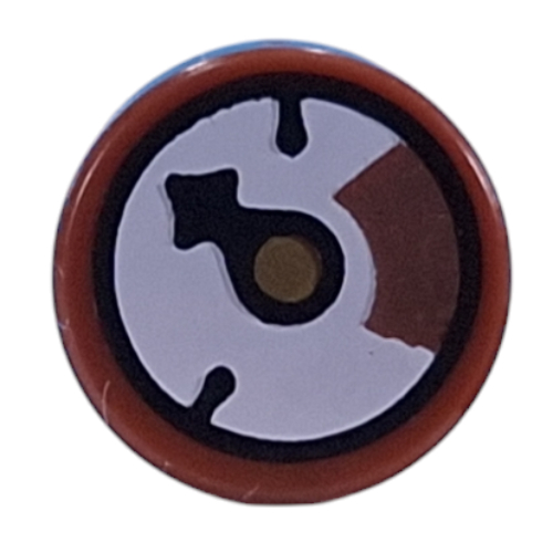 Tile Round 1 × 1 with Gauge, White/Copper Field print Rotbraun