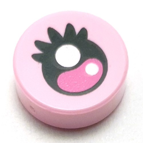 Tile Round 1 × 1 with Eye, Dark Pink Iris, Black Lashes print Bright Pink