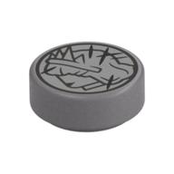 Tile Round 1 × 1 with Scratched Coin, Heads print Mattsilber