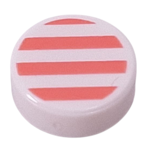 Tile Round 1 × 1 with Coral Stripes print White