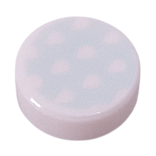 Tile Round 1 × 1 with White Dots on Light Aqua Background print Weiß