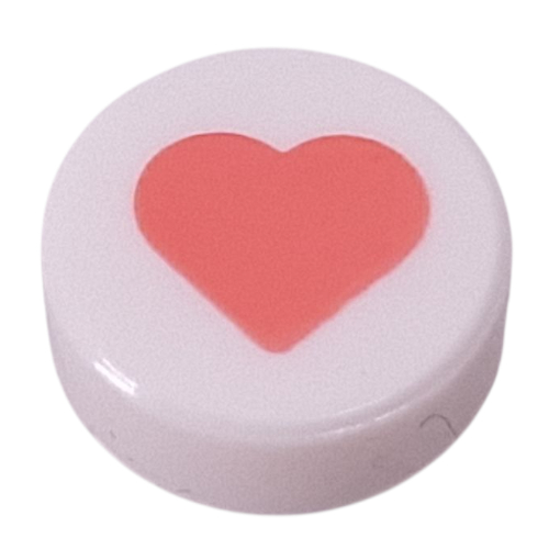 Tile Round 1 × 1 with Coral Heart print Weiß