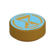 Tile Round 1 × 1 with Medium Azure Hourglass print Perlgold