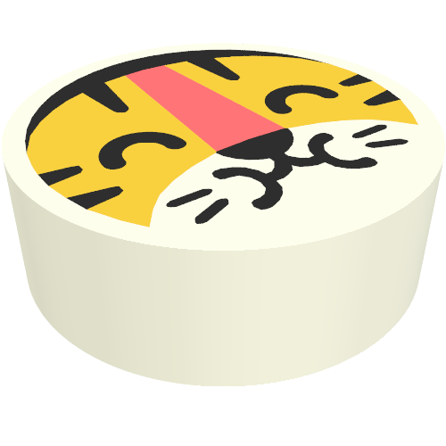 Tile Round 1 × 1 with Tiger print White