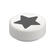 Tile Round 1 × 1 with Black Star print White