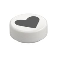 Tile Round 1 × 1 with Black Heart print