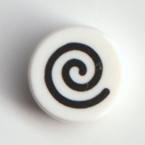 Tile Round 1 × 1 with Black Swirl print White