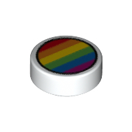 Tile Round 1 × 1 with Rainbow Stripes Print White