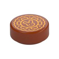 Tile Round 1 × 1 with Gold Moon Pie Print Dunkelorange