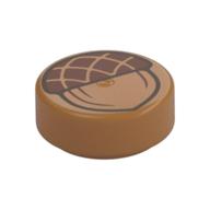 Tile Round 1 × 1 with Dark Brown Acorn Print