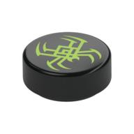 Tile Round 1 × 1 with Lime Spider Print Black