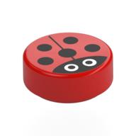 Tile Round 1 × 1 with Ladybug / Ladybird Print