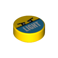 Tile Round 1 × 1 with Eyes and 'LIGHT' Print Gelb