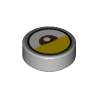 Tile Round 1 × 1 with Reddish Brown Eye Center, Yellow Eyelid (White Dot Away from Eyelid) print Light Bluish Gray