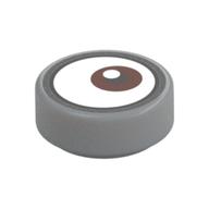 Tile Round 1 × 1 with Reddish Brown Eye Looking Left (White Dot on Top) Print Hellblaugrau