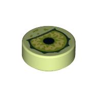 Tile Round 1 × 1 with Monster Eye Print Gelbgrün