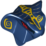 Minifig Head Special, Snake with Fangs, Red Eyes and Yellow Scales Print Dark Blue