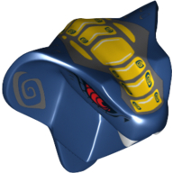 Minifig Head Special, Snake with Fangs, Red Eyes and Yellow and Dark Bluish Gray Scales Print (Slithraa) Dark Blue