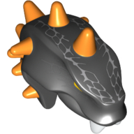 Minifig Head Special, Snake, Thin with Horns Orange, and Silver Scales Print (Bytar) Schwarz