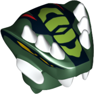 Minifig Head Special, Snake with Horns and Scales Lime, with Yellow Eyes Print (Acidicus) Dunkelgrün