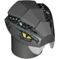 Minifig Head Special, Snake with Scales Silver Print Dark Bluish Gray