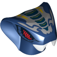 Minifig Head Special, Snake with Light Bluish Gray and Yellow Scales Print (Mezmo) Dark Blue
