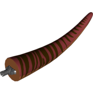 Animal Body Part, Dinosaur, Tyrannosaurus Rex Tail, with Pin, Dark Red Top and Dark Brown Stripes Print in Dark Orange