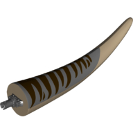 Animal Body Part, Dinosaur, Tyrannosaurus Rex Tail, with Pin, Dark Bluish Gray Top and Dark Brown Stripes Print Dunkelbeige