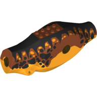 Animal Body Part, Dinosaur, Tyrannosaurus Rex Body with Dark Orange Top, Black Stripes and Spots Print Bright Light Orange
