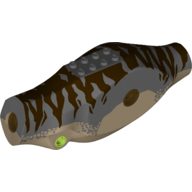 Animal Body Part, Dinosaur, Tyrannosaurus Rex Body with Dark Bluish Gray Top with Dark Brown Stripes Print Dark Tan