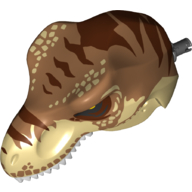 Animal Body Part, Dinosaur, Tyrannosaurus Rex Head with Pin, Dark Tan Top and Reddish Brown Stripes print Beige