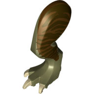 Animal Body Part, Dinosaur, Tyrannosaurus Rex Leg, Left, with Pin, Tan Claws and Dark Brown Stripes on Reddish Brown Print Olivgrün