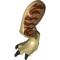 Animal Body Part, Dinosaur, Tyrannosaurus Rex Leg, Left, with Pin, Dark Tan Claws and Reddish Brown Stripes on Medium Nougat Print - Left in Tan