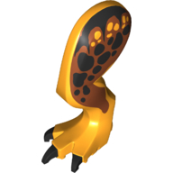 Animal Body Part, Dinosaur, Tyrannosaurus Rex Leg, Left, with Pin, Black Claws and Black Spots on Dark Orange Print Leuchtendes Hellorange