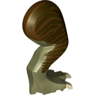Animal Body Part, Dinosaur, Tyrannosaurus Rex Leg, Right, with Pin, Tan Claws and Dark Brown Stripes on Reddish Brown Print Olive Green
