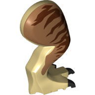 Animal Body Part, Dinosaur, Tyrannosaurus Rex Leg, Right, with Pin, Dark Tan Claws and Reddish Brown Stripes on Medium Nougat Print Tan