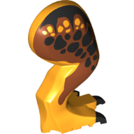 Animal Body Part, Dinosaur, Tyrannosaurus Rex Leg, Right, with Pin, Black Claws and Black Spots on Dark Orange Print Leuchtendes Hellorange